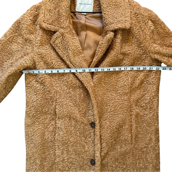 American Eagle Teddy Coat Women’s Brown Faux Fur Longline Jacket Size Large - Picture 10 of 10